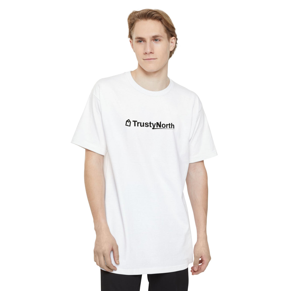 TrustyNorth wordmark tall t-shirt, alternate view, sizes LT to 4XLT
