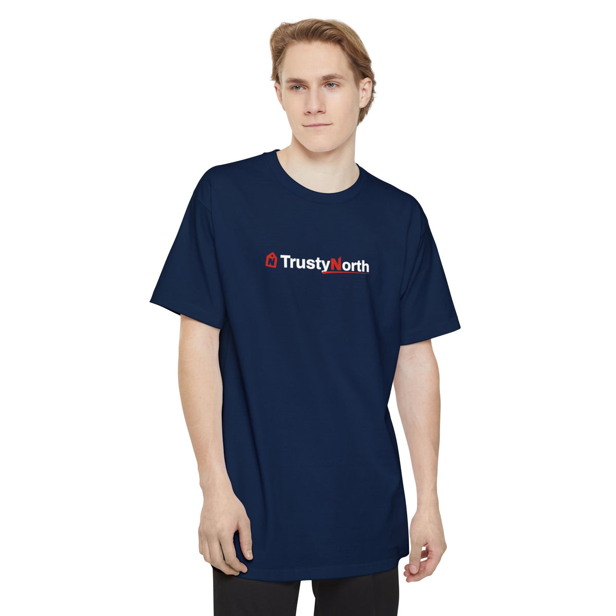 TrustyNorth wordmark tall t-shirt, alternate view, sizes LT to 4XLT