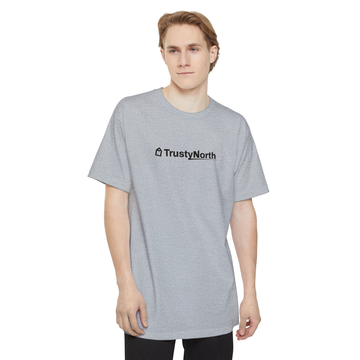 TrustyNorth wordmark tall t-shirt, alternate view, sizes LT to 4XLT