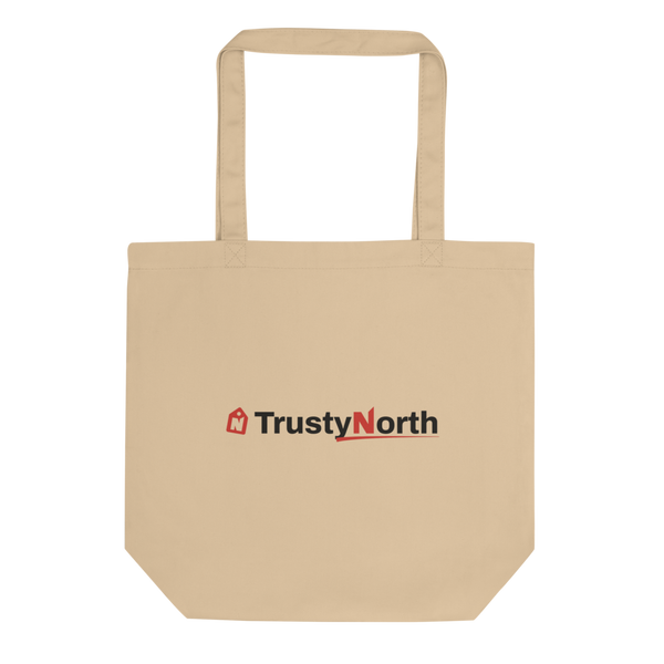TrustyNorth Everyday Tote in oyster with the red and black TrustyNorth logo