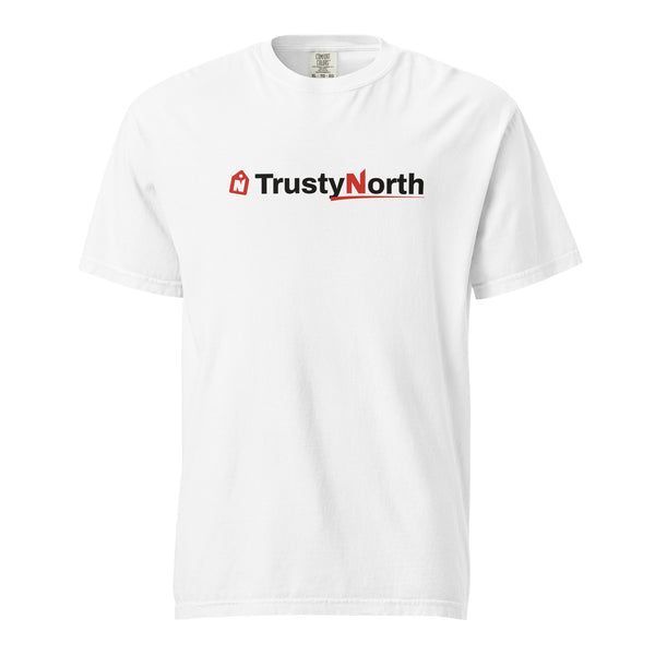 TrustyNorth Wordmark Heavyweight Tee with the TrustyNorth logo on the chest